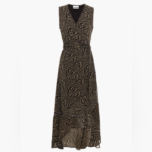 Ganni Dresses & Skirts - GANNI
Ruffled tiger-print georgette wrap dress